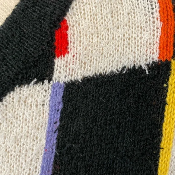 Vintage Grandma Checkerboard Colorful Sweater - Picture 3 of 15